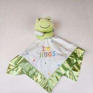 Carter's Frog Rattle I love hugs white  green  polka dots